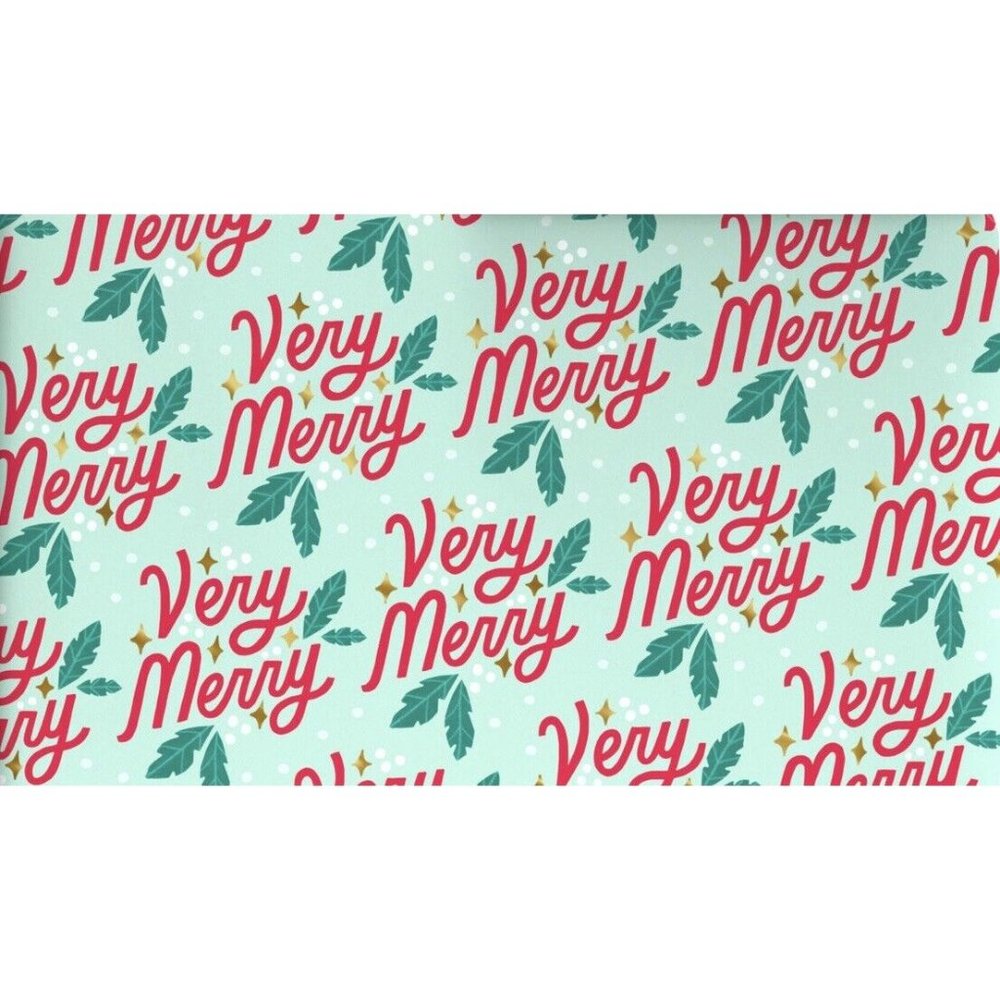 Hallmark Wrapping Paper Christmas Very Merry Mint Green 35 sq ft Roll Holiday Gi